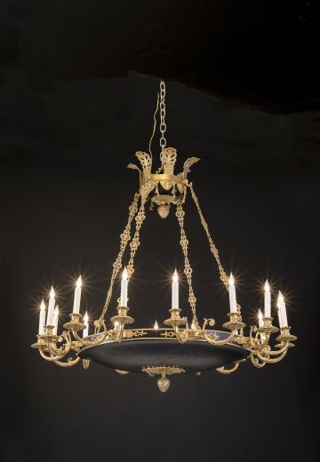 Large Black & Gold Empire Chandelier