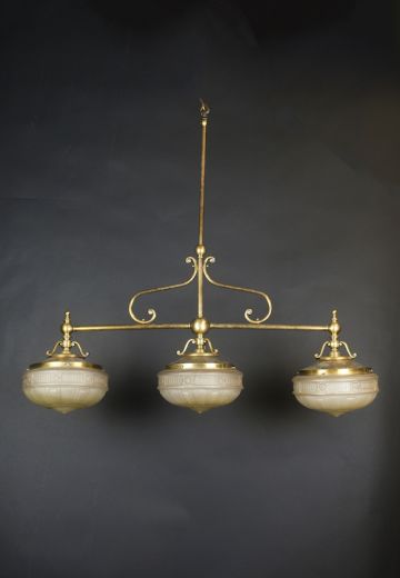 Three Light Brass Chandelier