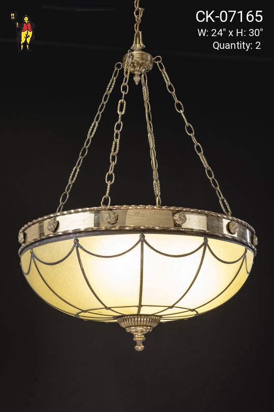 Brass & Glass Bowl Chandelier