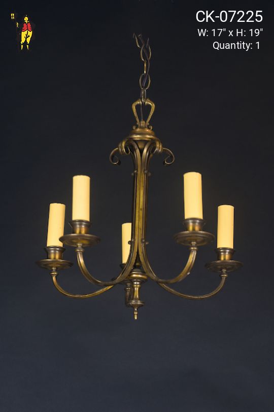 Five Candle Brass Chandelier