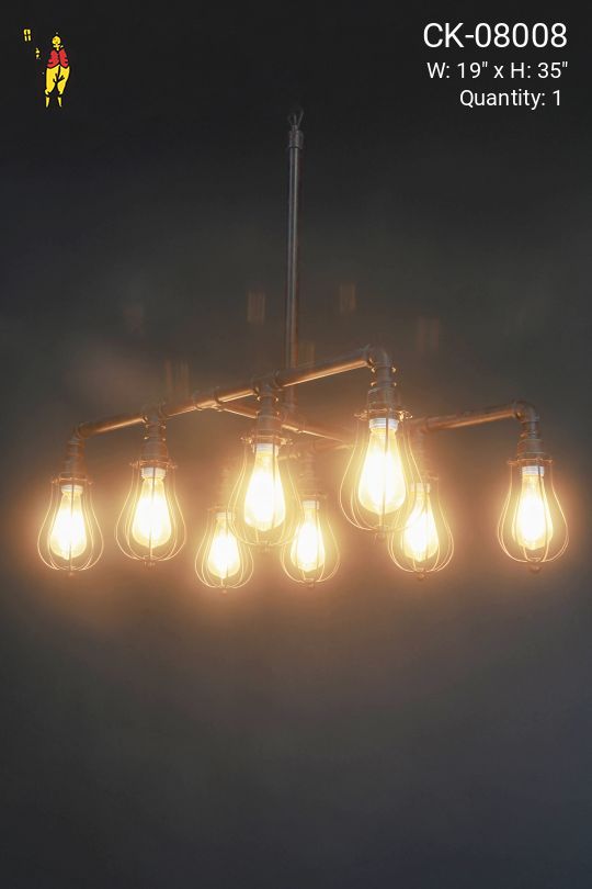 Eight Light Hanging Ghost Light Chandelier