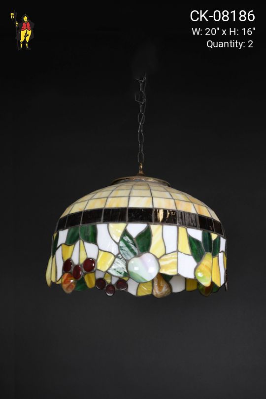Hanging Tiffany Glass Pendant w/Fruit Design