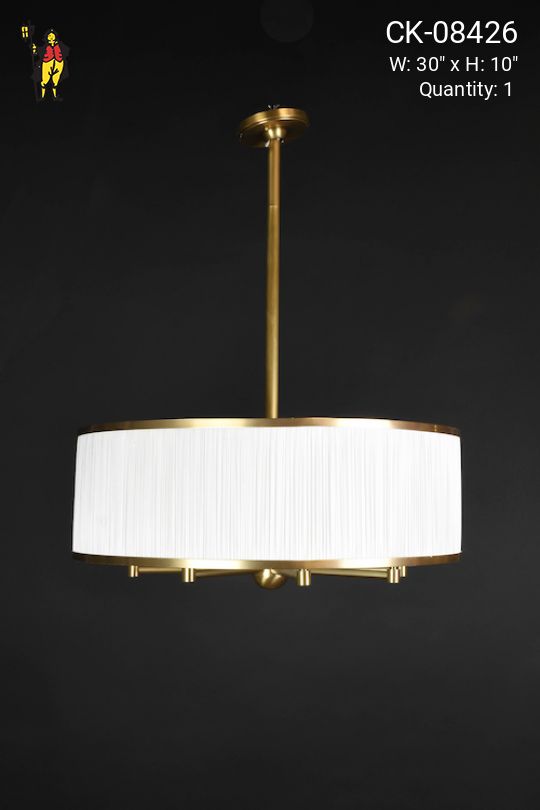 Aged Brass 30” Pleated Drum 8 Light Chandelier
