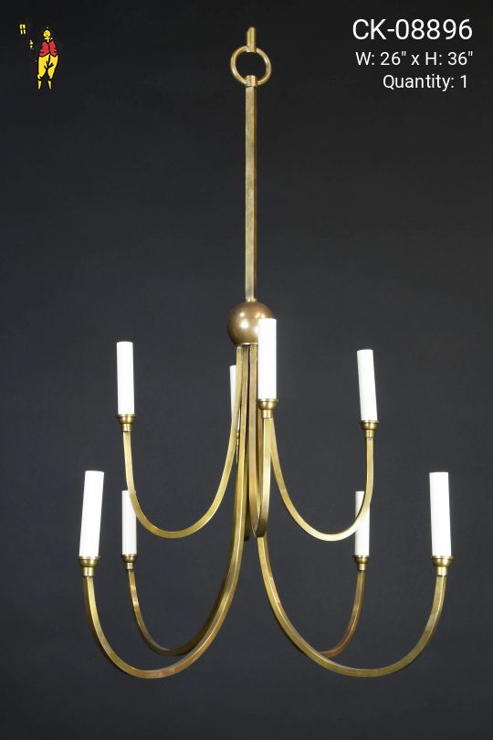 Brass Eight Light Chandelier