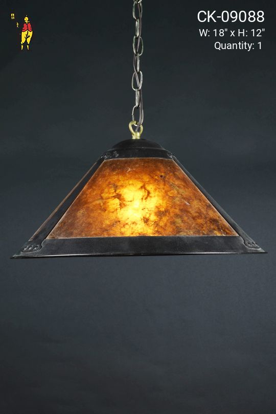 Hanging Mica Shade Pendant (Slightly Different Frame Color)