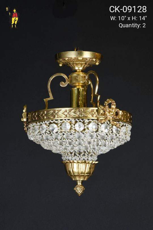 Flush Mount Crystal Basket Fixture