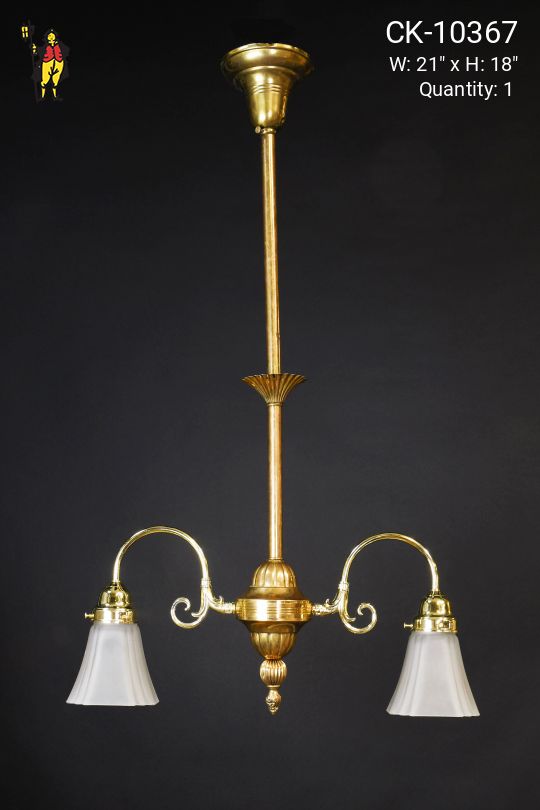 Polished Brass Two Curved Arm Hanging Fixture