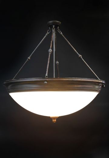 Bronze & Glass Hanging Bowl Fixture