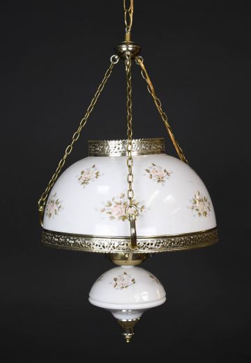 Floral Glass Faux-Gas Hanging Fixture
