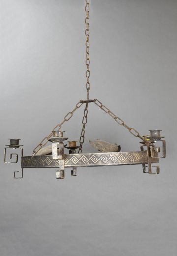Non-Electrified Bronze Deco Chandelier