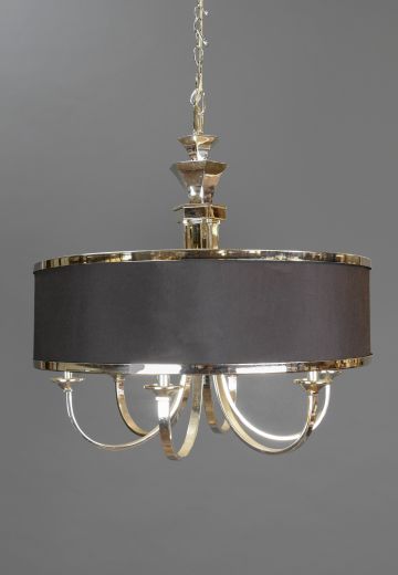 Contemporary Black Fabric & Chrome Hanging Fixture
