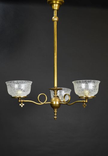 Three Light Brass Chandelier
