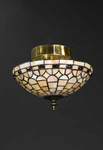 Beige Art Glass Flushmount Fixture