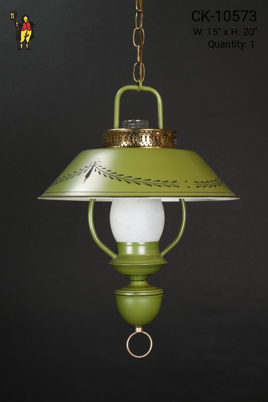 Green Painted Metal Electrified Oil Fixture