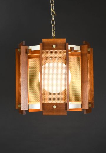 Mid Century Wooden Hanging Pendant