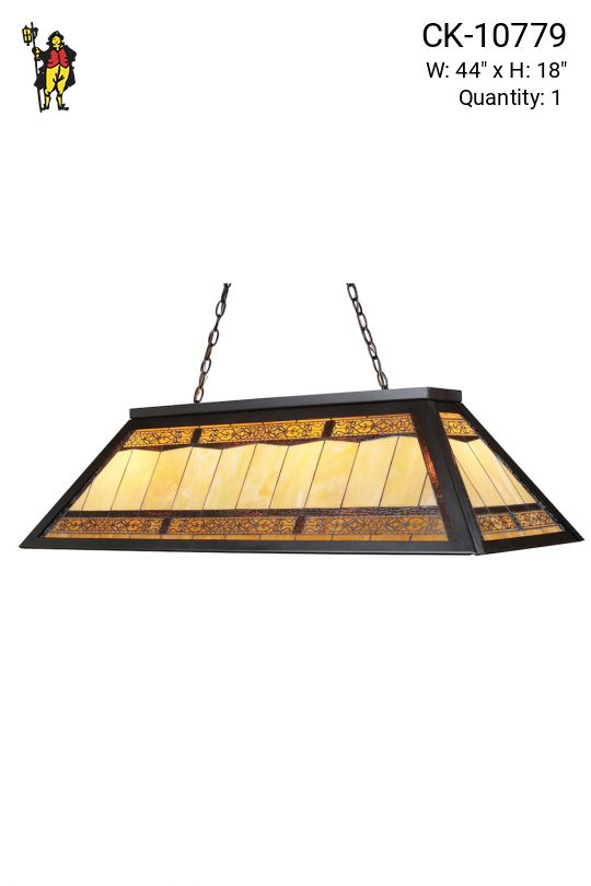 Filigree Billiard Light w/Tiffany Style Glass