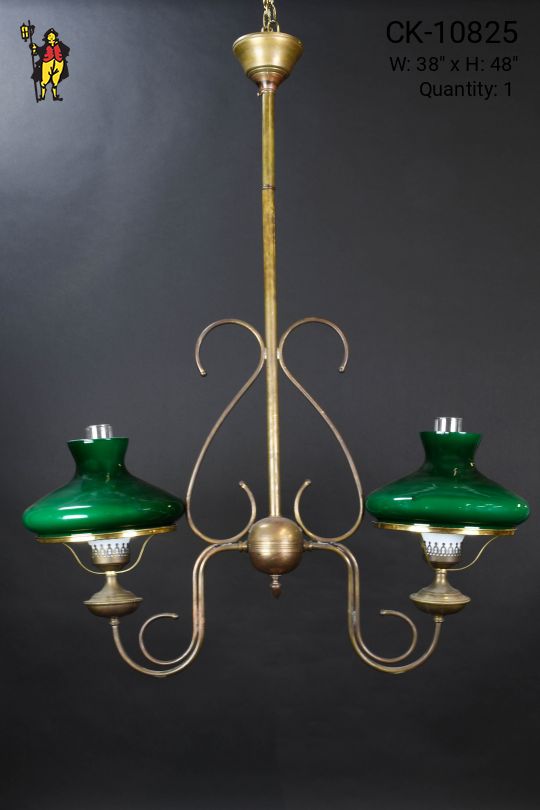 Gaslight Brass Chandelier w/Student Shades