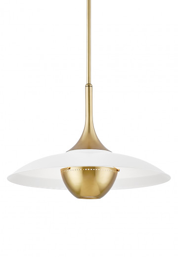 Brass & Off White Reflector Pendant