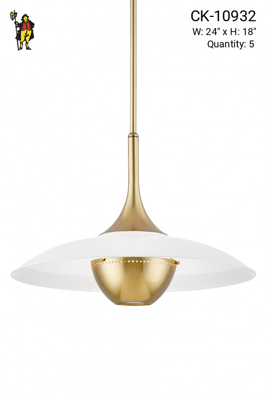 Brass & Off White Reflector Pendant