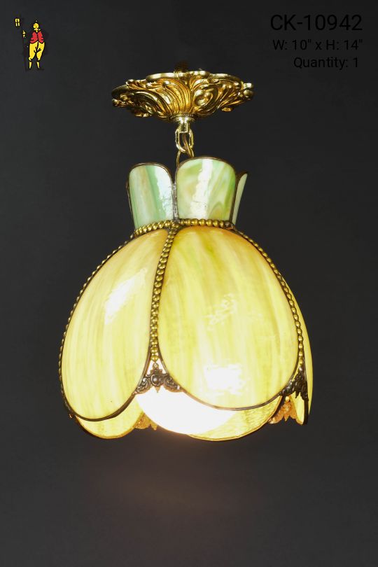 Flush Mount Hanging Green Glass Pendant