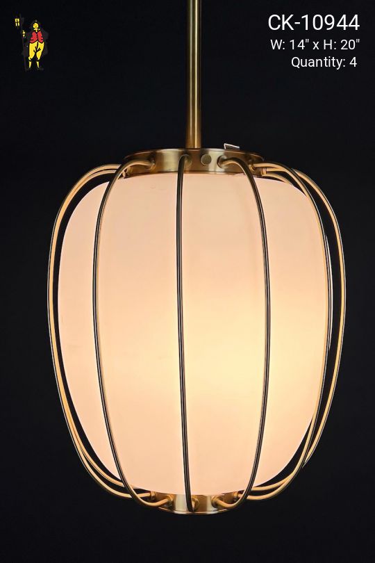 Brass Caged Glass Diffuser Hanging Pendant