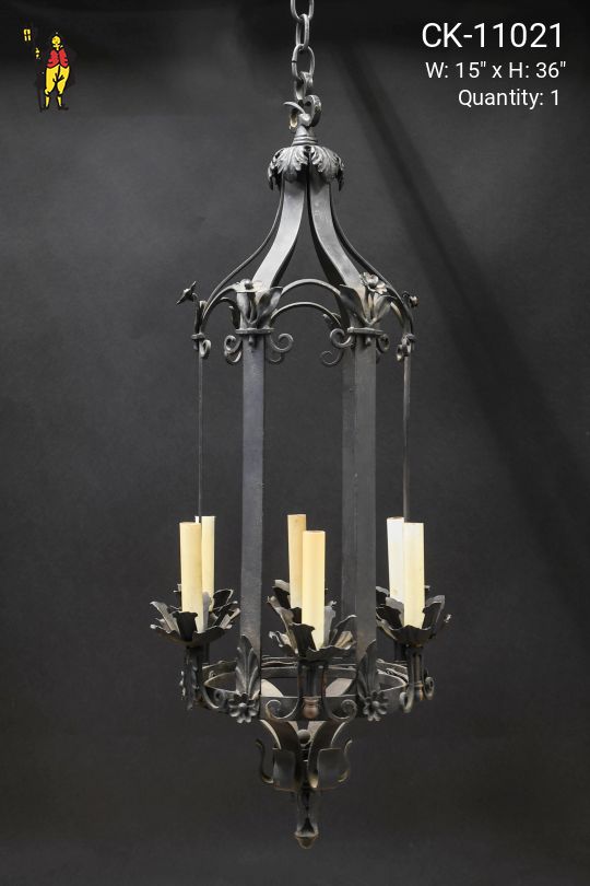 Six Candle Wrought Iron Hanging Pendant