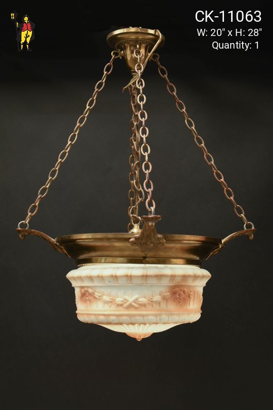 Brass & Glass Bowl Semi Flush Hanging Fixture