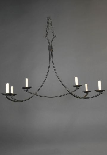 Six Candle Linear Iron Hanging Fixture