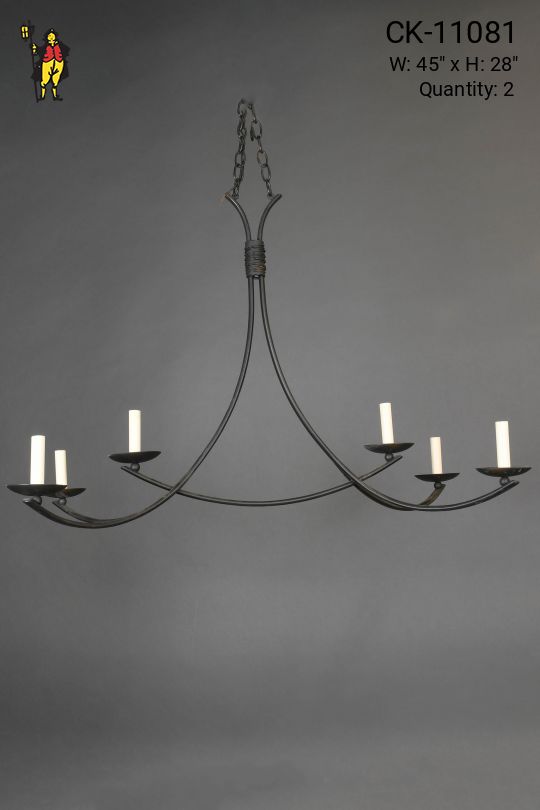 Six Candle Linear Iron Hanging Fixture