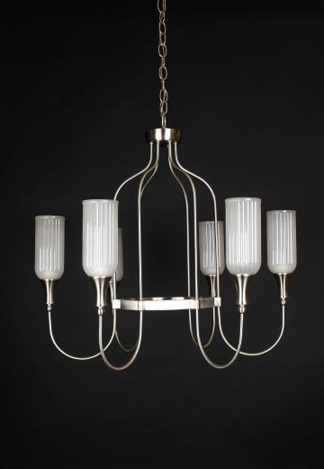 Modern Nickel Six Light Chandelier