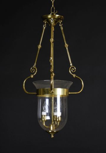 Brass & Glass Semi-Flush Hanging Lantern