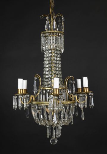 Six Light Crystal Basket Chandelier