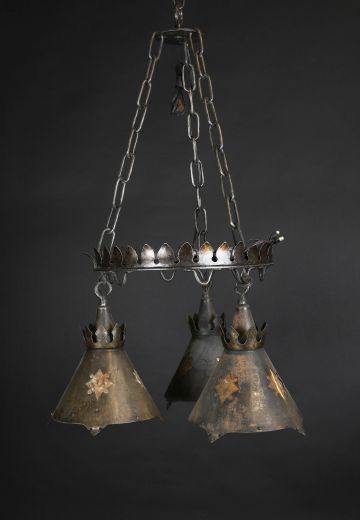 Gothic Iron Three Light Hanging Fixture