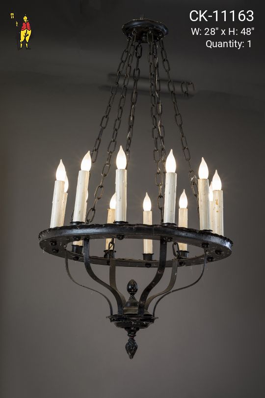 Old Gothic Chandelier w/Tall Edison Candles