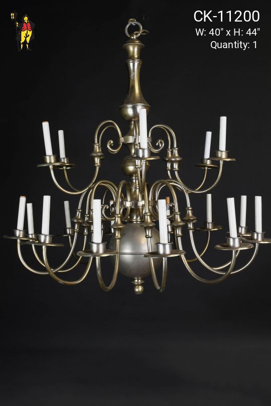 Eighteen Light Two Tiered Nickel Chandelier