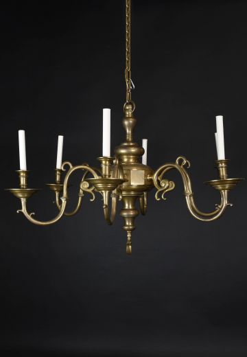 Brass Six Light Chandelier