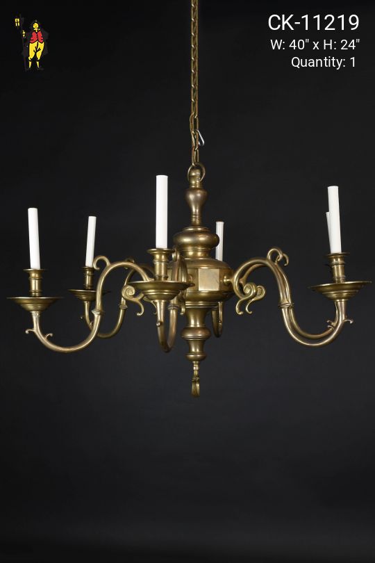 Brass Six Light Chandelier