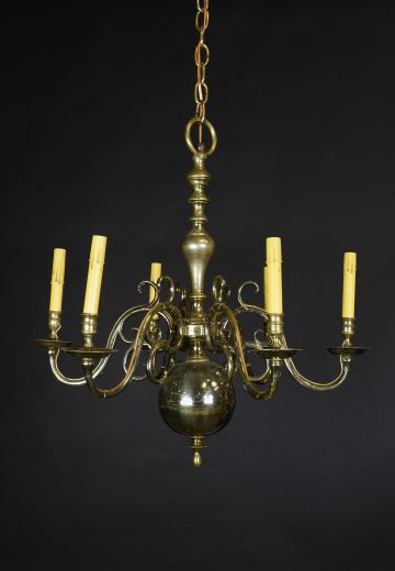 Brass Six Light Chandelier
