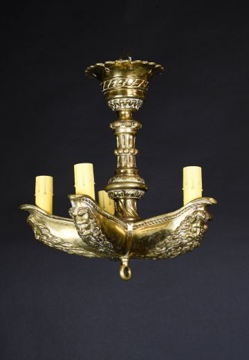 Brass Zeus Bust Five Light Chandelier