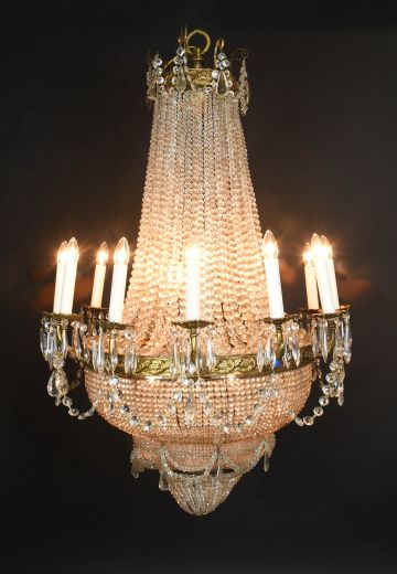 Twelve Candle Crystal Basket Chandelier
