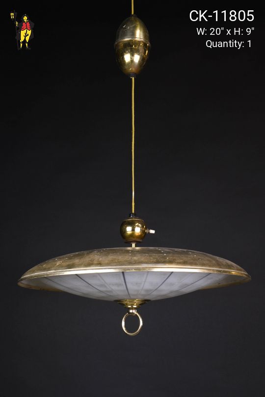 Mid Century Brass Pull Down Fixture