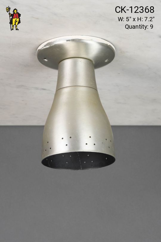Pierced Nickel Mid Century Flush Mount Fixture