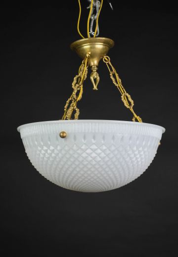 Glass Bowl Semi-Flush Hanging Fixture