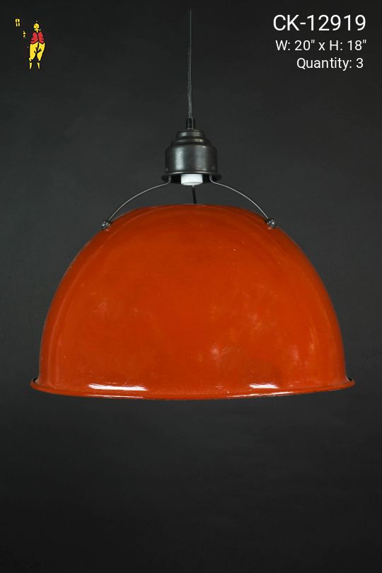 20" Red Industrial Hanging Dome (One Aged/Distressed)