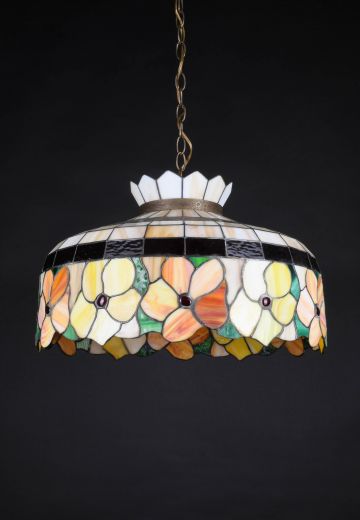 Floral Art Glass Hanging Pendant