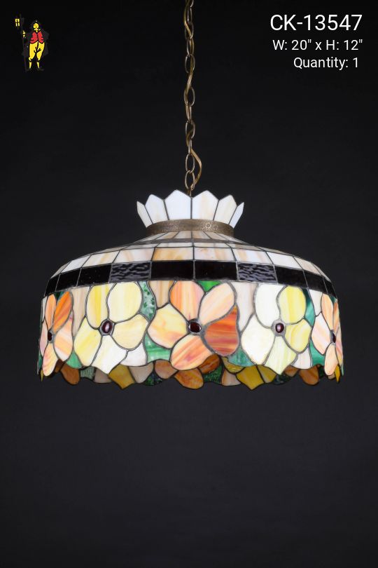 Floral Art Glass Hanging Pendant