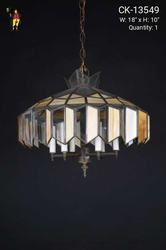 Slag & Clear Glass Hanging Fixture