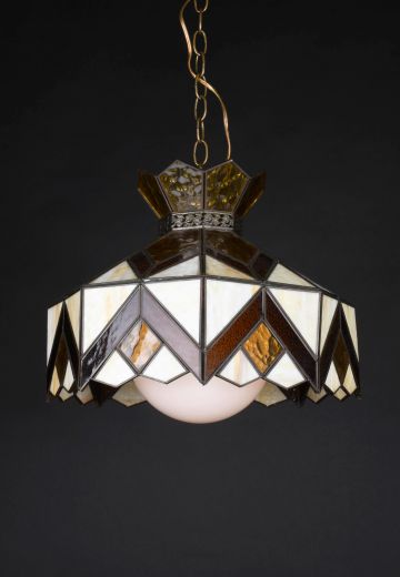 Slag Glass Hanging Fixture w/Globe