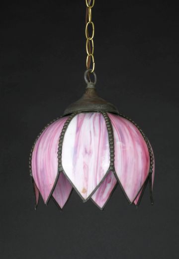 Pink Slag Glass Hanging Pendant