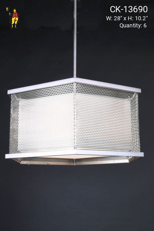 Nickel & Fabric Shaded Hanging Pendant